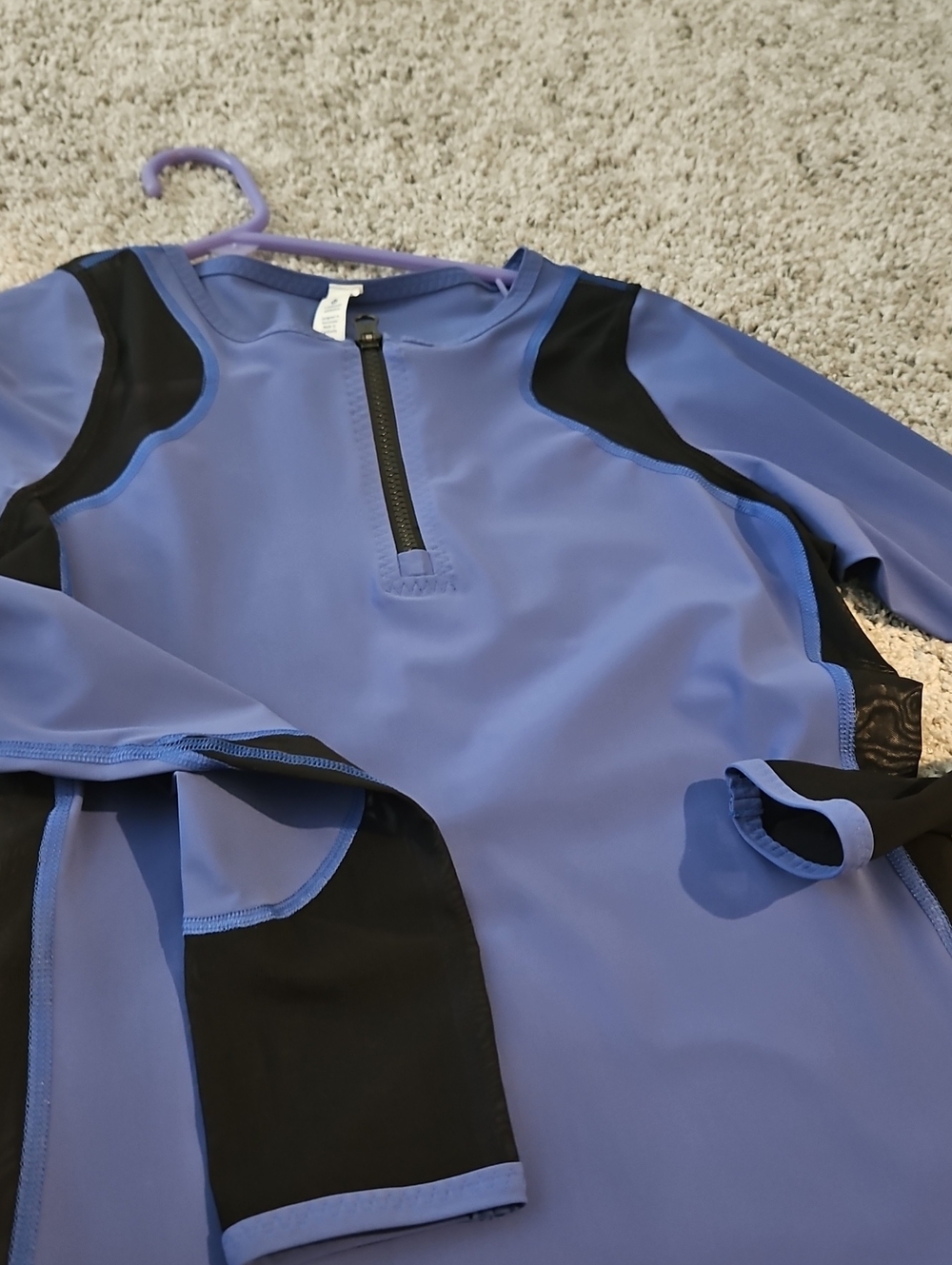 lululemon athletica womens Long Sleeve Swim Rashguard - Periwinkle Blue & Black